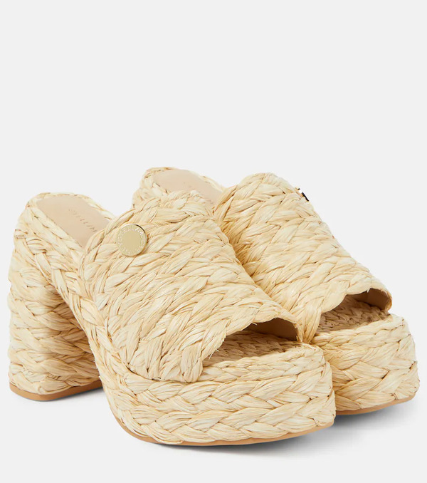  Stella Mccartney Stella Mccartney Skyla Raffia-effect Platform Mules 