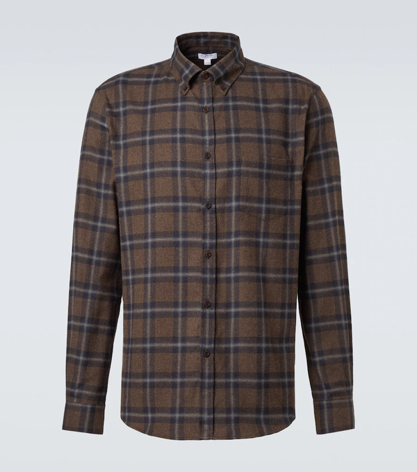  Sunspel Sunspel Checked Cotton Flannel Shirt 