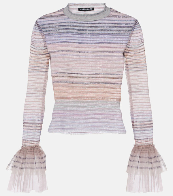  Susan Fang Susan Fang Printed Sheer Tulle Top 