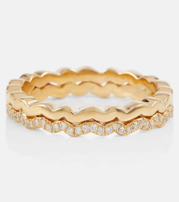  Suzanne Kalan Suzanne Kalan Mini Wave 18kt Gold Ring With Diamonds 
