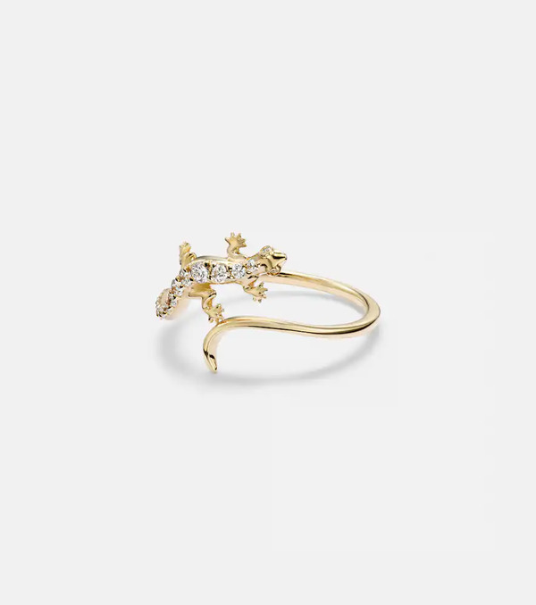  Sydney Evan Sydney Evan Lizard 14kt Gold Ring With Diamonds 