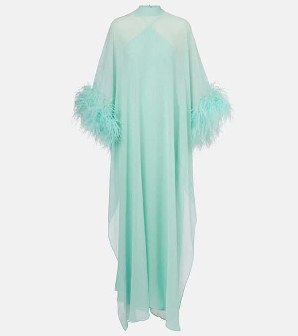  Taller Marmo Taller Marmo Penelope Feather-trimmed Silk Kaftan 