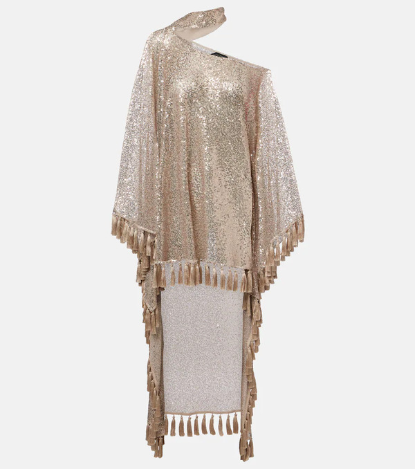  Taller Marmo Taller Marmo Trebbia Asymmetric Sequined Mesh Kaftan 