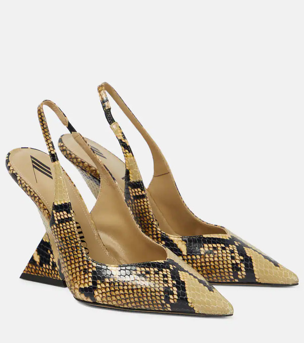  The Attico The Attico Cheope Snake-effect Leather Slingback Pumps 