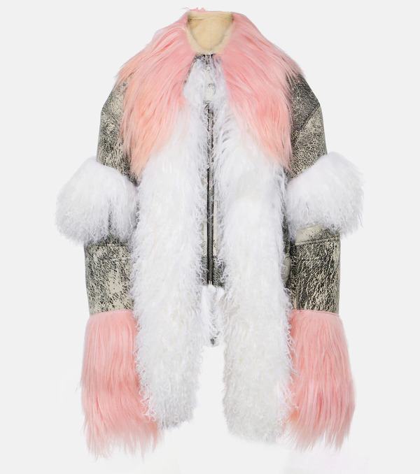  The Attico The Attico Shearling-trimmed Leather Jacket 