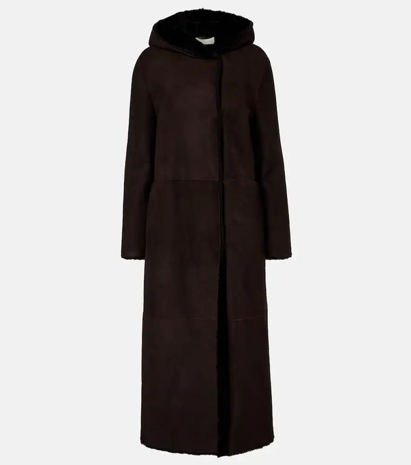  The Row The Row Anaya Hooded Shearling-trimmed Suede Coat 