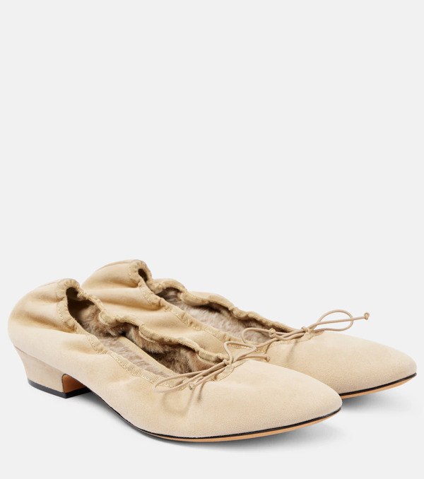  The Row The Row Awar Shearling-lined Suede Ballet Flats 