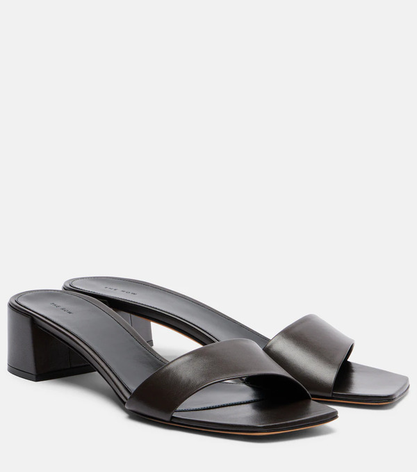  The Row The Row Chocolate Leather Mules 