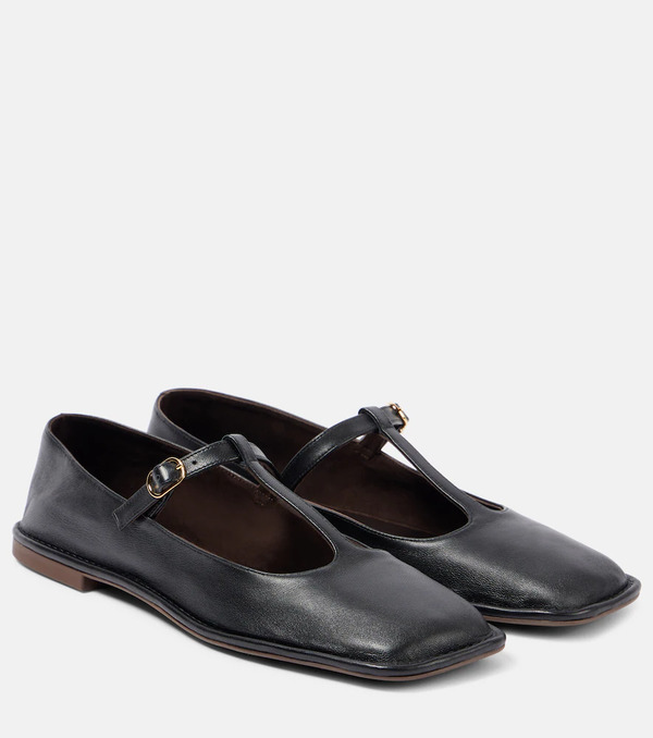  The Row The Row Square T-strap Leather Flats 