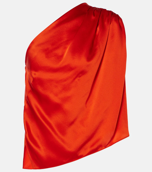  The Sei The Sei Asymmetric One-shoulder Silk Satin Top 