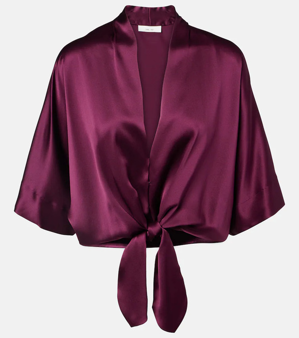  The Sei The Sei Cropped Silk Charmeuse Top 