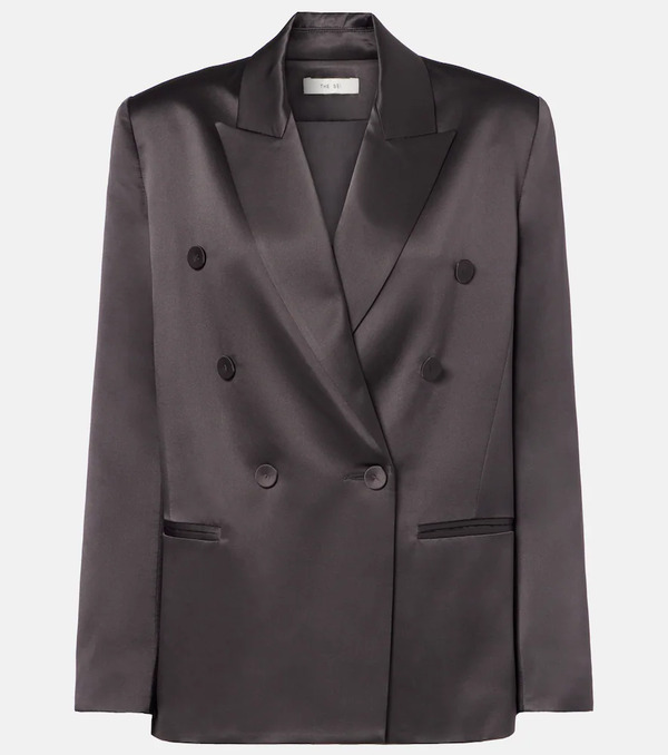  The Sei The Sei Double-breasted Silk Satin Blazer 