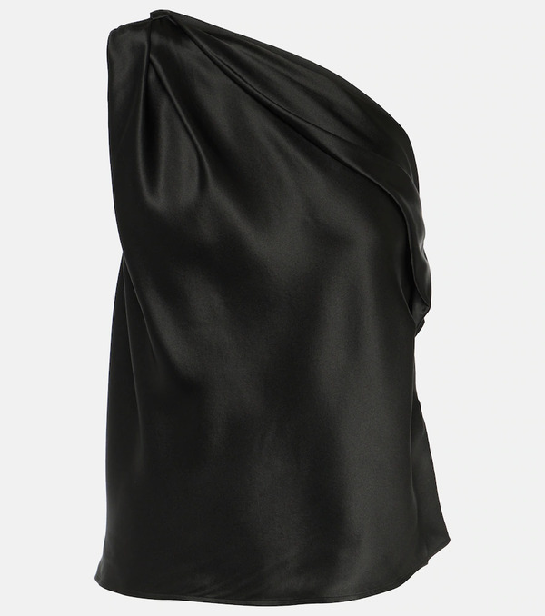  The Sei The Sei Draped One-shoulder Silk Satin Top 