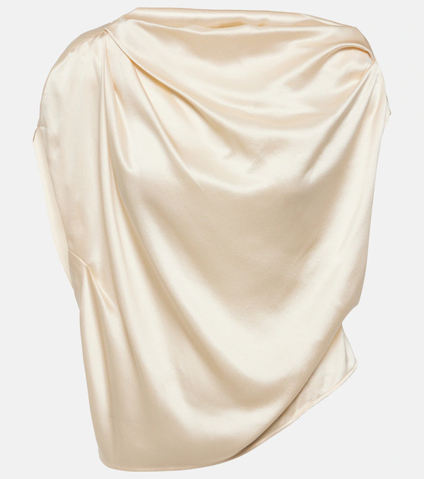  The Sei The Sei Draped Silk Satin Top 