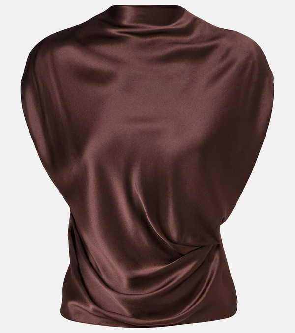  The Sei The Sei Draped Silk Satin Top 