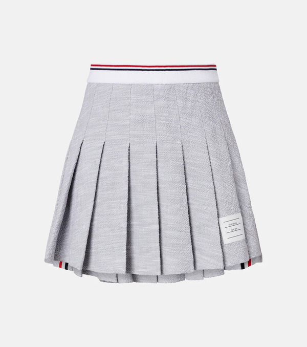  Thom Browne Thom Browne Pleated Cotton-blend Tweed Miniskirt 