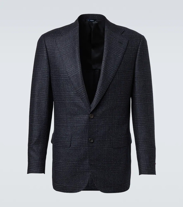  Thom Sweeney Thom Sweeney Checked Wool And Silk Blazer 