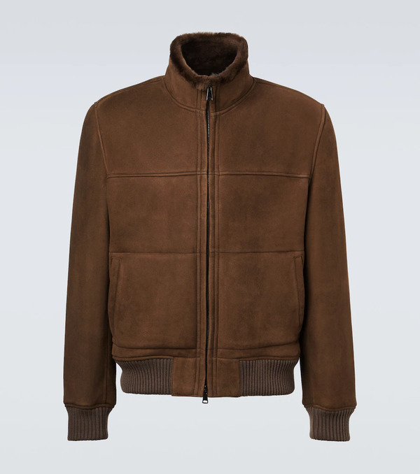  Thom Sweeney Thom Sweeney Shearling-lined Suede Bomber Jacket 