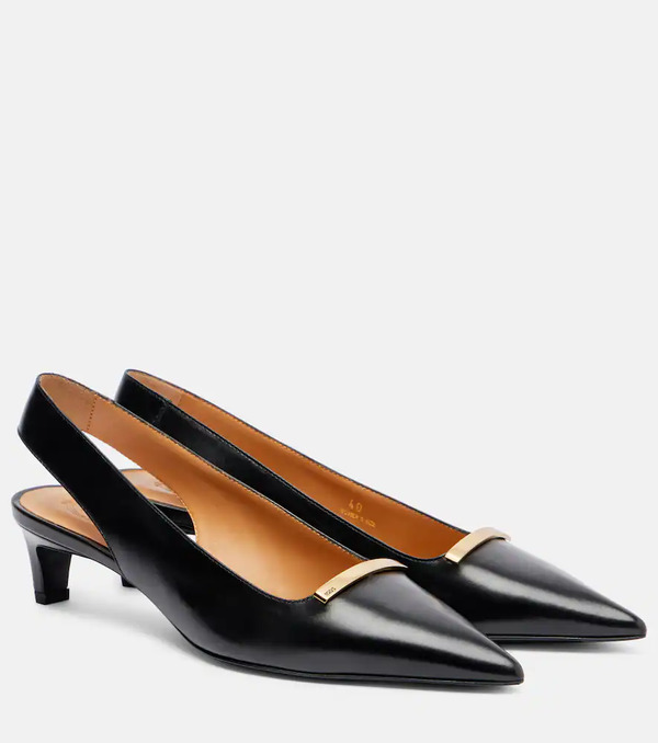  Tod's Tod's Barretta 40 Leather Slingback Pumps 