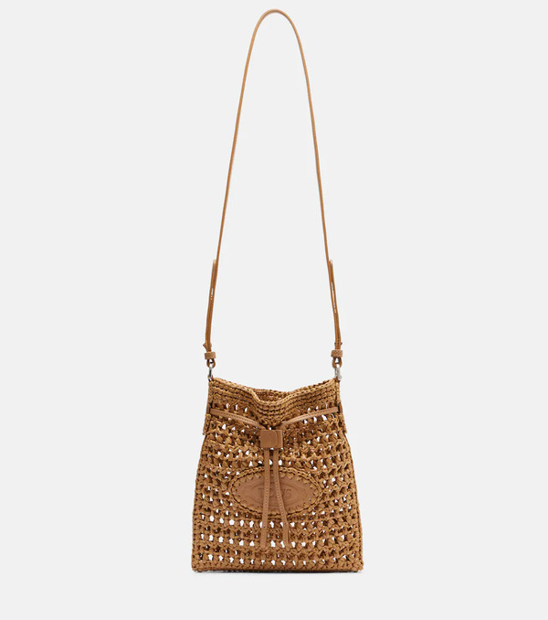  Tod's Tod's Ebl Mini Raffia-effect Bucket Bag 
