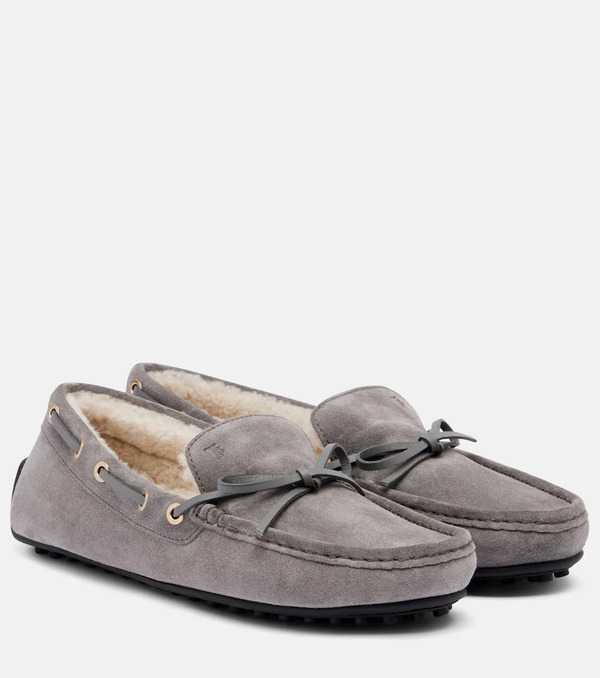  Tod's Tod's Gommino Shearling-lined Suede Boat Shoes 