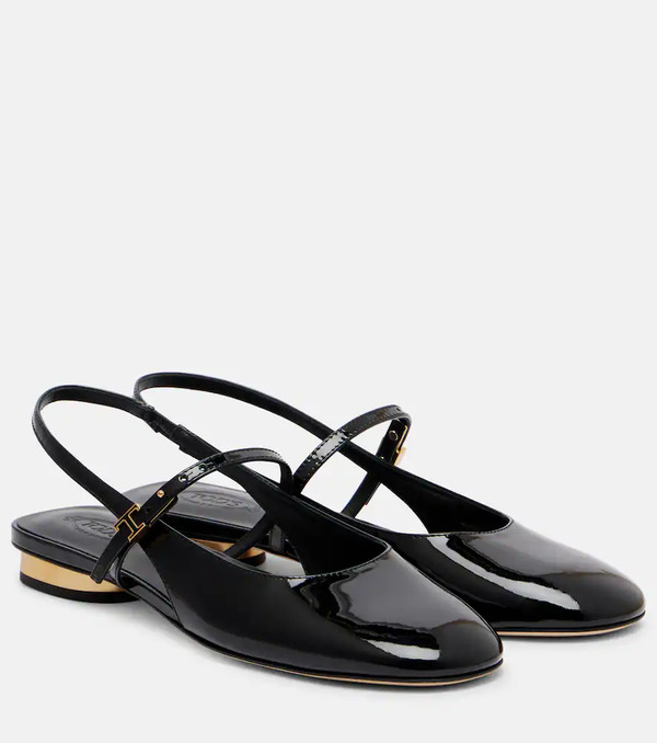  Tod's Tod's Patent Leather Slingback Flats 