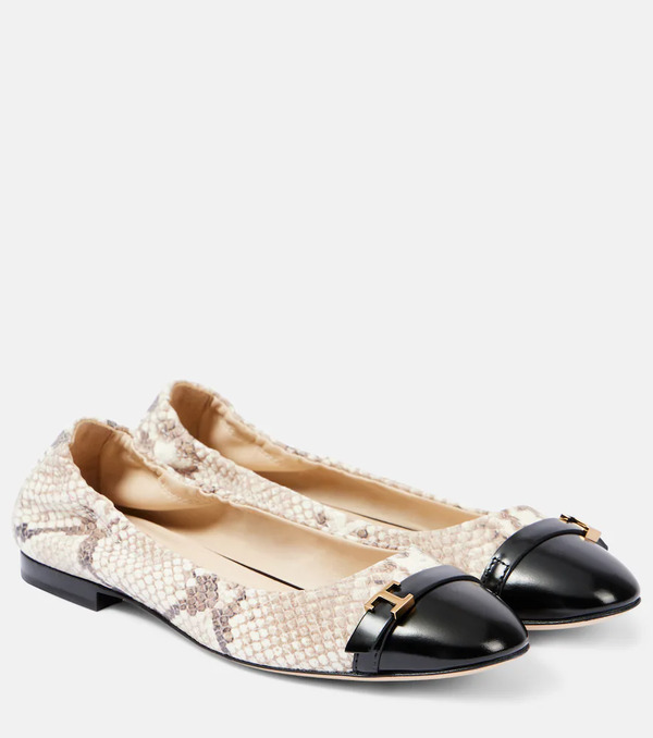  Tod's Tod's Snake-effect Leather Ballet Flats 