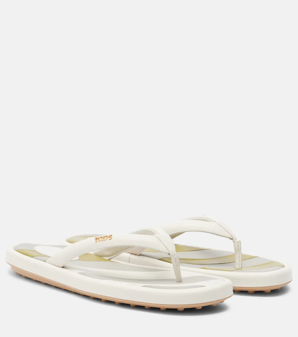  Tod's Tod's Striped Leather Thong Sandals 