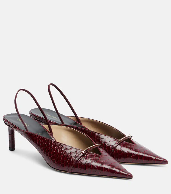  Tom Ford Tom Ford Croc-effect Leather Slingback Pumps 