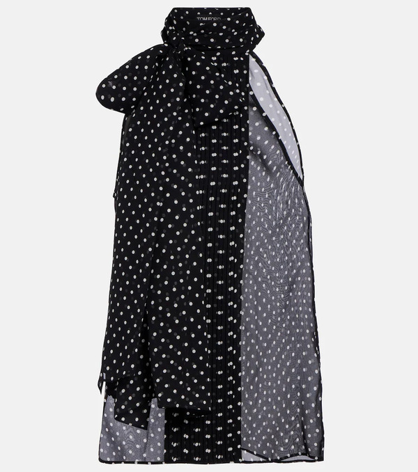  Tom Ford Tom Ford Draped Polka-dot Silk Blouse 