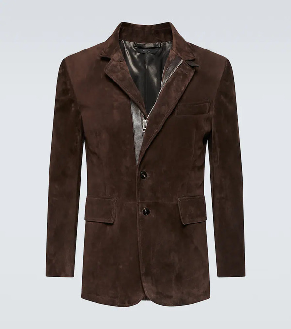 Tom Ford Tom Ford Leather-trimmed Suede Blazer 