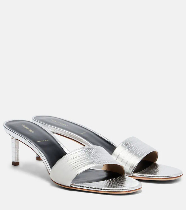  Tom Ford Tom Ford 55 Metallic Leather Mules 