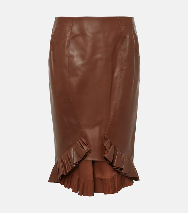  Tom Ford Tom Ford Ruffled Leather Midi Skirt 