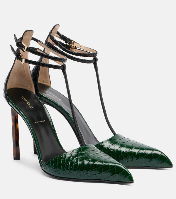 Tom Ford Tom Ford Snake-effect Leather Pumps 