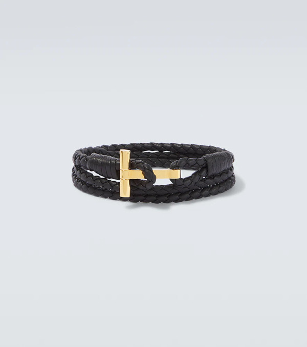  Tom Ford Tom Ford T Braided Leather Bracelet 