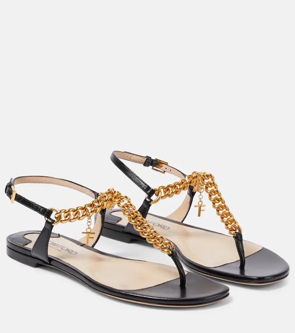  Tom Ford Tom Ford Zenith Embellished Leather Thong Sandals 
