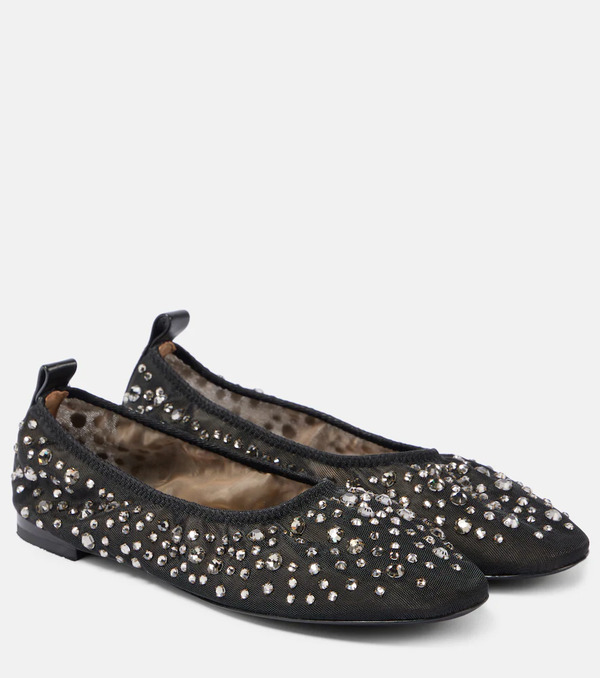  Tory Burch Tory Burch Crystal-embellished Mesh Ballet Flats 