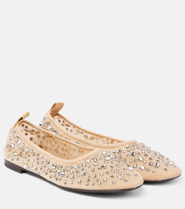  Tory Burch Tory Burch Crystal-embellished Mesh Ballet Flats 