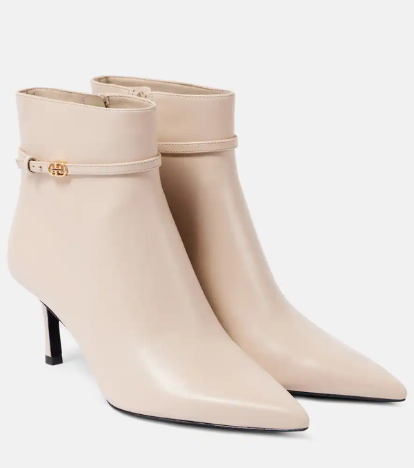  Tory Burch Tory Burch Double T Buckle 65 Leather Ankle Boots 