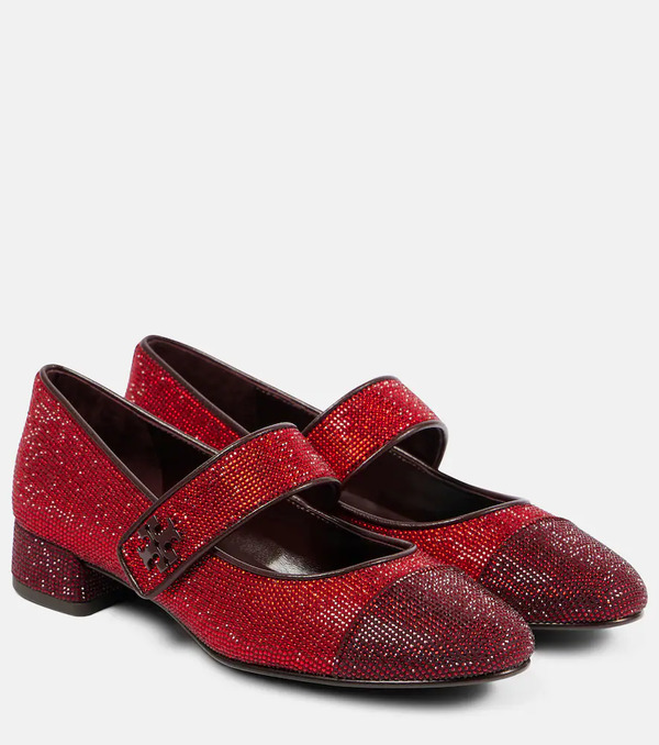  Tory Burch Tory Burch Embellished Leather Mary Jane Pumps 