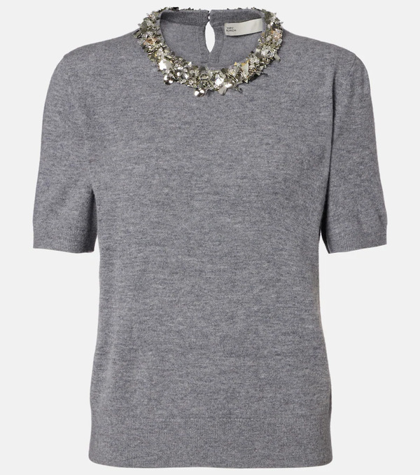  Tory Burch Tory Burch Embellished Wool And Cashmere Top 