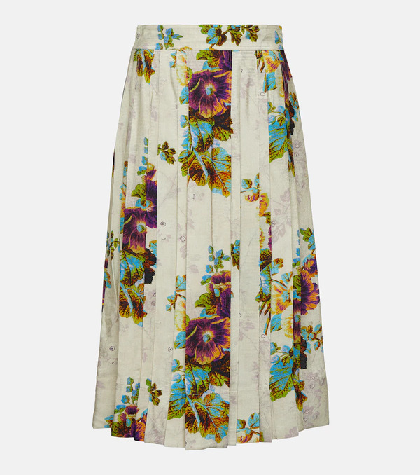  Tory Burch Tory Burch Floral Satin Midi Skirt 