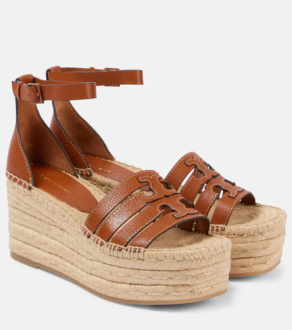  Tory Burch Tory Burch Ines Leather Espadrille Wedges 