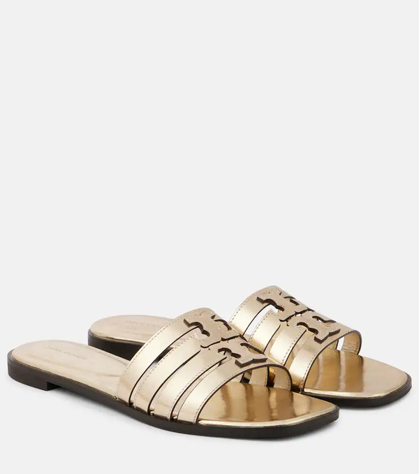  Tory Burch Tory Burch Ines Metallic Leather Slides 
