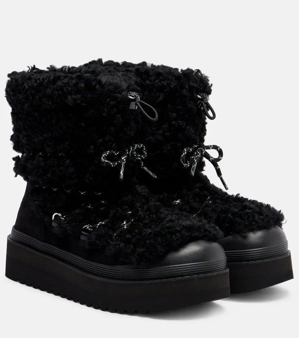  Tory Burch Tory Burch Mellow Shearling And Suede Lace-up Boots 