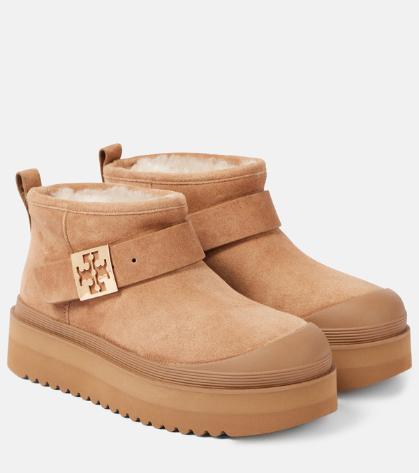  Tory Burch Tory Burch Mellow Shearling-lined Suede Platform Ankle Boots 