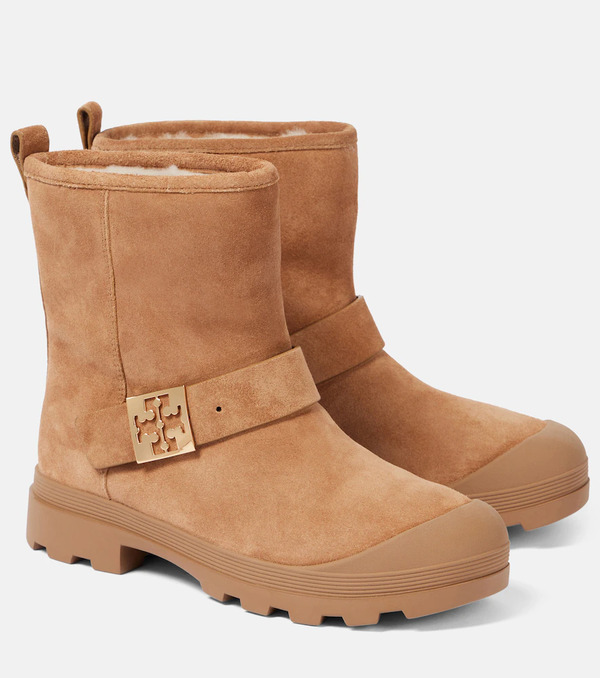  Tory Burch Tory Burch Mellow Shearling-lined Suede Platform Ankle Boots 