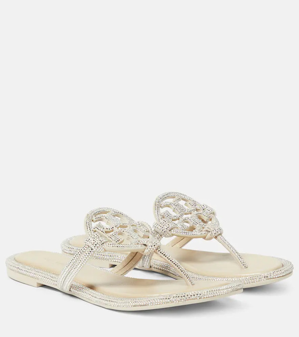  Tory Burch Tory Burch Miller Crystal-embellished Thong Sandals 