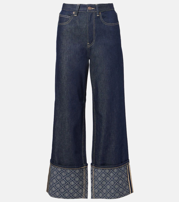  Tory Burch Tory Burch Monogram Wide-leg Jeans 