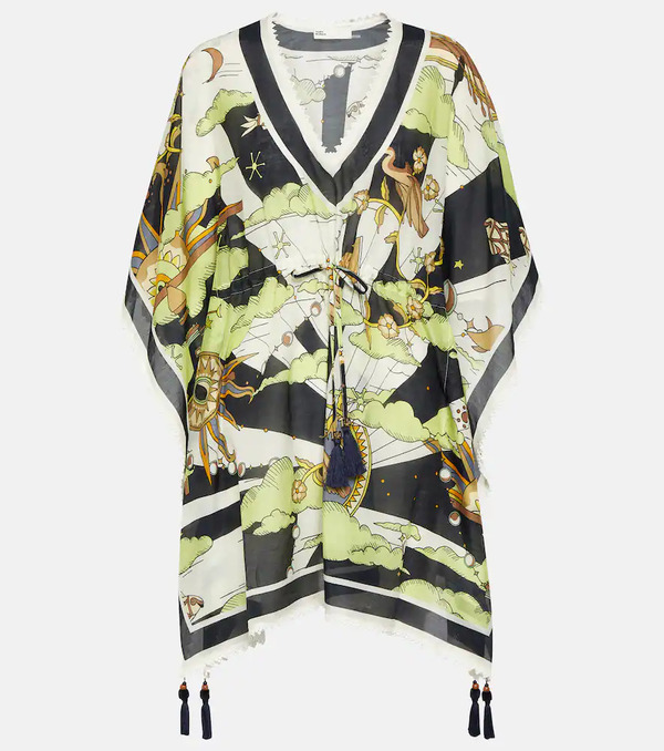  Tory Burch Tory Burch Printed Cotton And Silk Minidress 